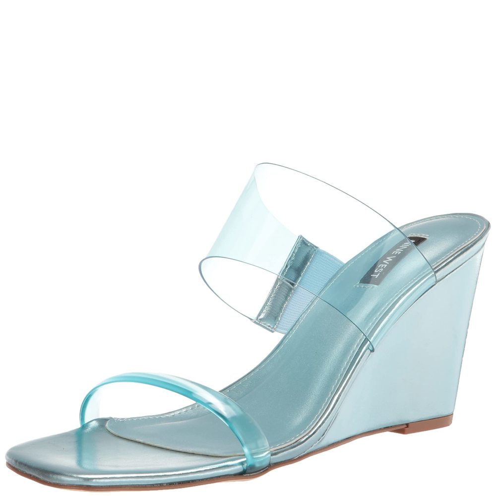 Nine West Women's NATS3 Heeled Sandal, Blue, 7